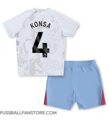Aston Villa Ezri Konsa #4 Replik Auswärtstrikot Kinder 2023-24 Kurzarm (+ Kurze Hosen)